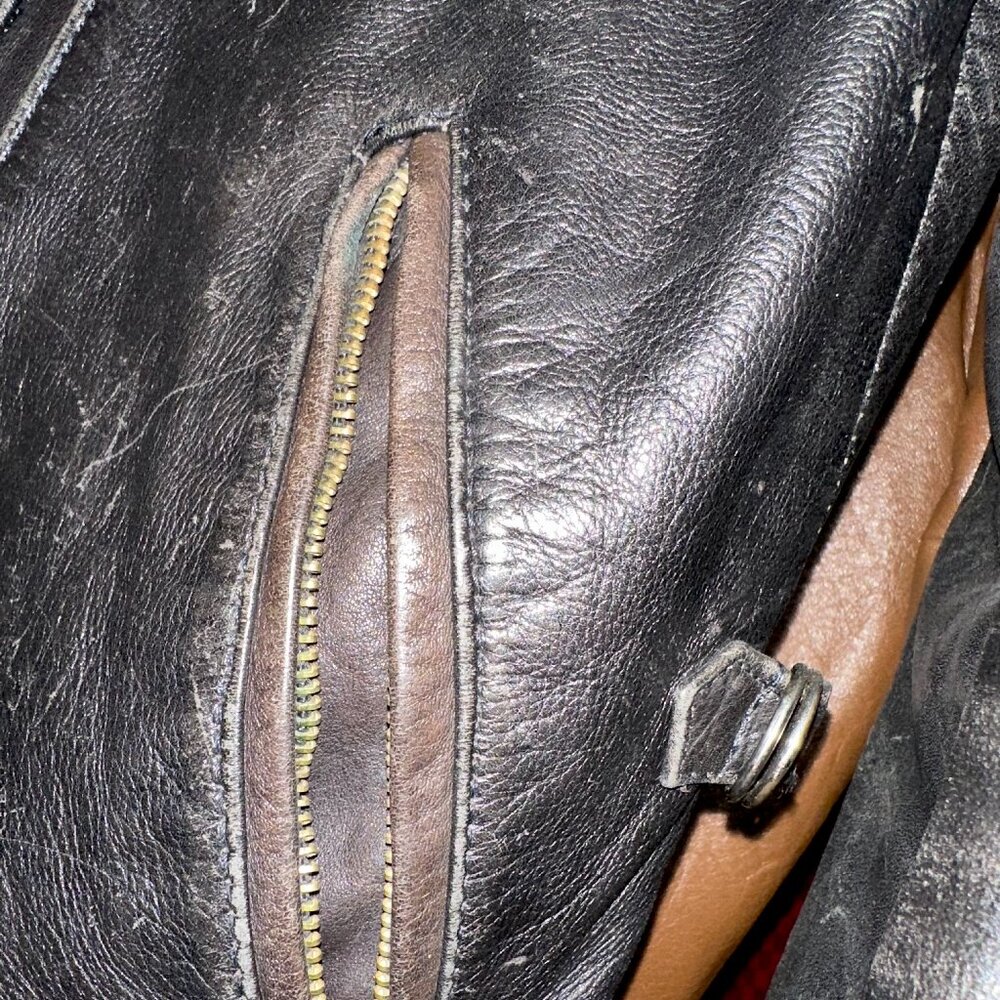 Vintage Blk Leather Moto Jacket Size 40  _Worn but Awesome_no Liner (As Is) - Picture 5 of 12